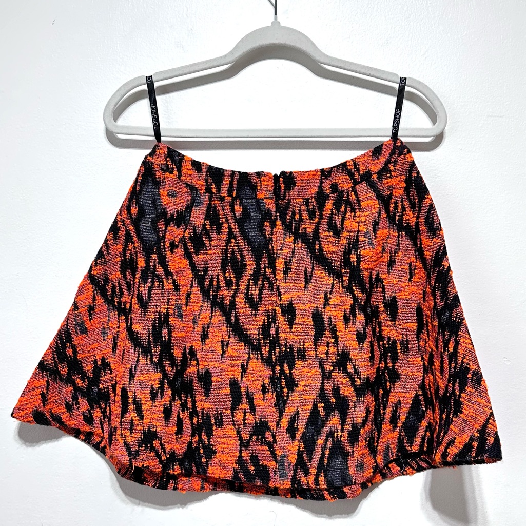 Nwot Topshop Orange Black Skater Skirt Size 6